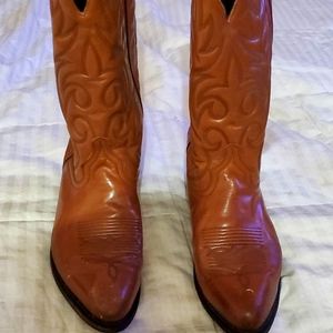 Men All Leather Tan Cowboy boots